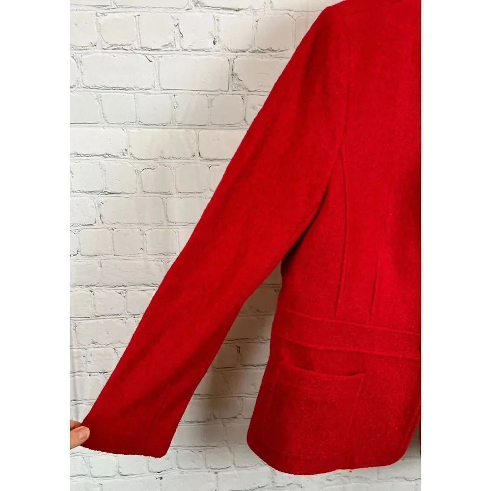 TALBOTS red wool blend lined blazer jacket coat 16 NWT